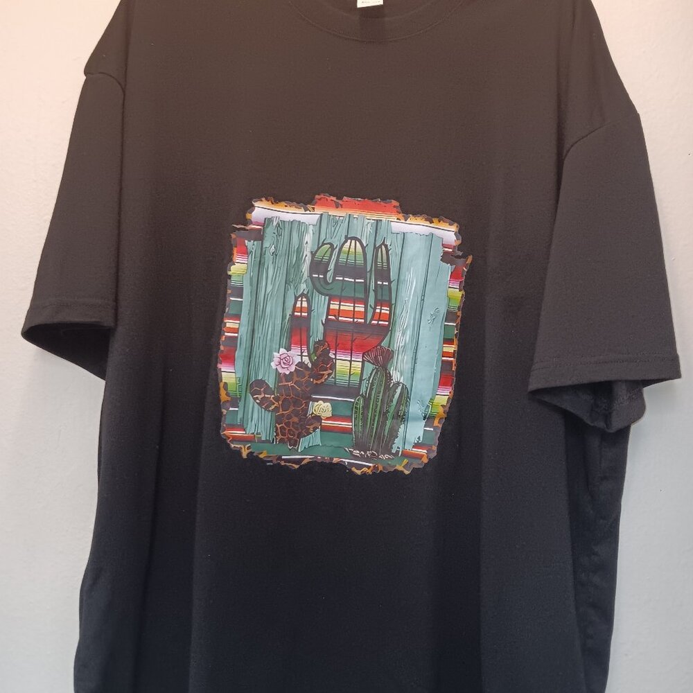 Women's Plus Size Soft & Stretchy Cactus Print T-Shirt 3X